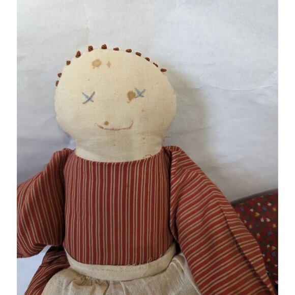 vintage Folk Art Dorothy Rag Doll Handmade Primitive Doll Embroidered lot of 2 1 - Picture 2 of 8